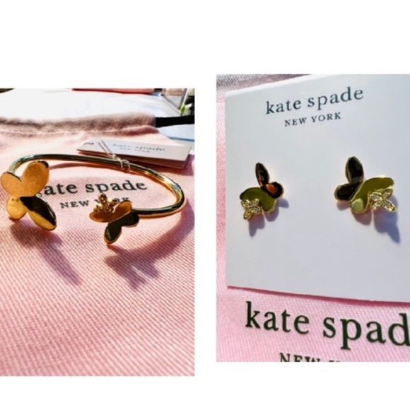 $146 Kate Spade ‘in a flutter’ butterfly stud earrings & cuff bracelet set - Picture 2 of 5
